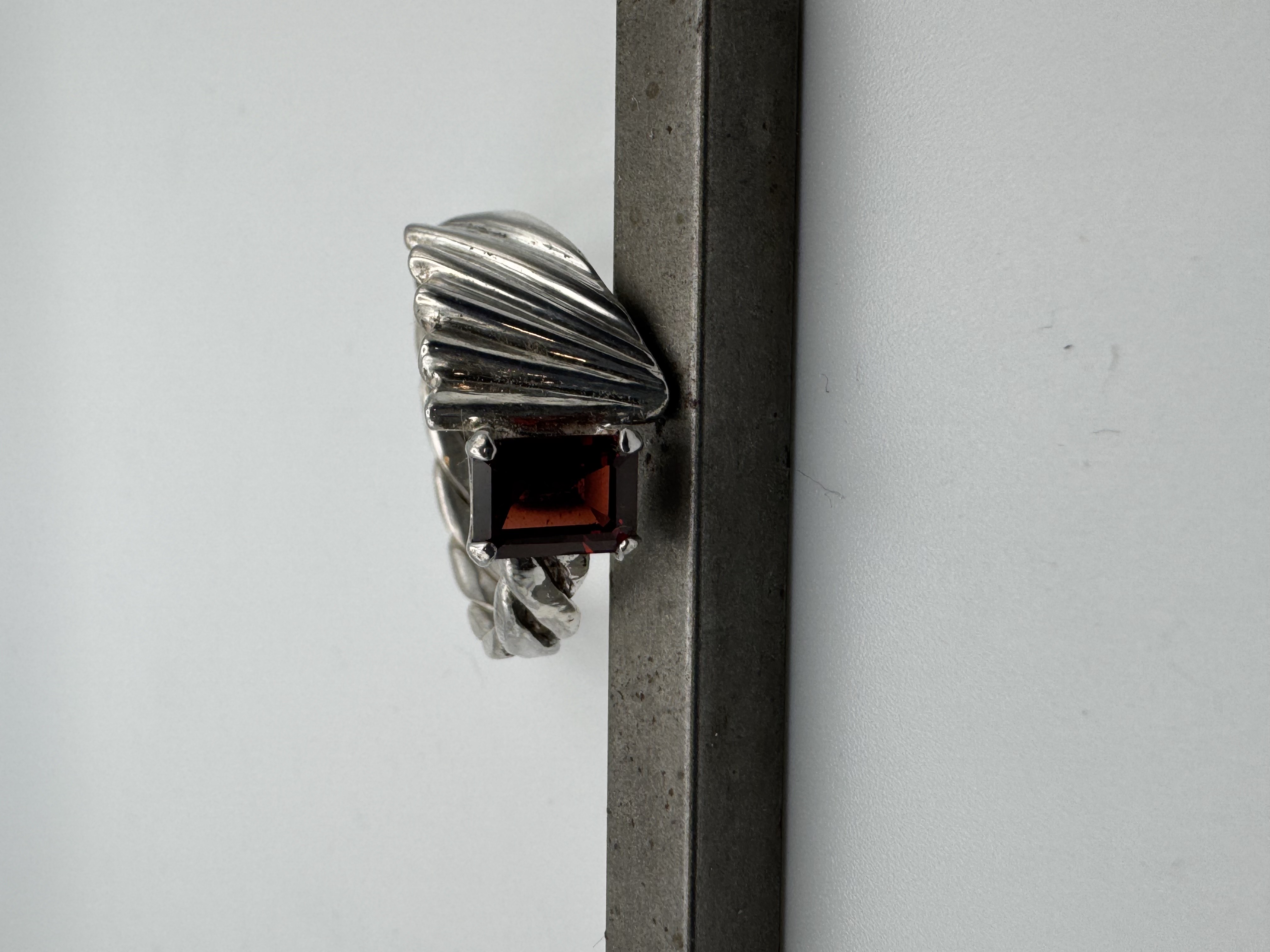 Winged garnet ring custom commission